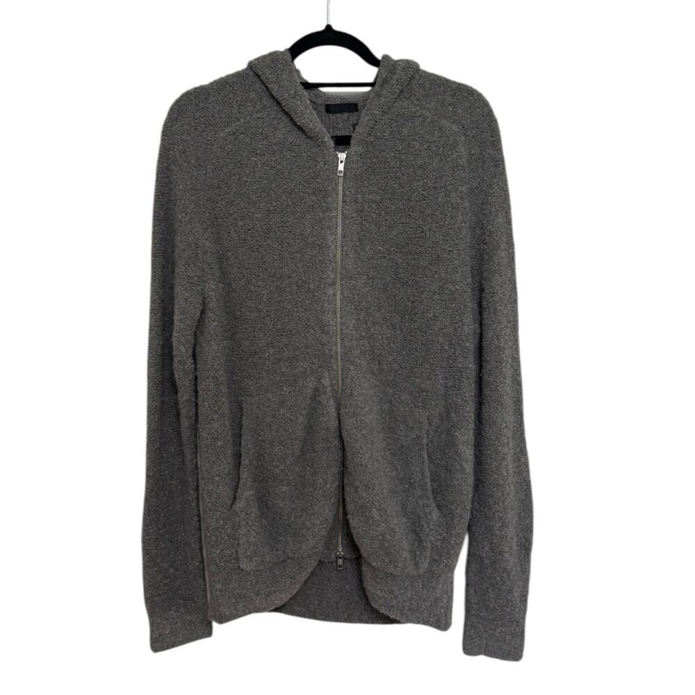 NEW ATM Alpaca Merino Wool Fuzzy Zip Up Sweater Jacket in Charcoal - Size M